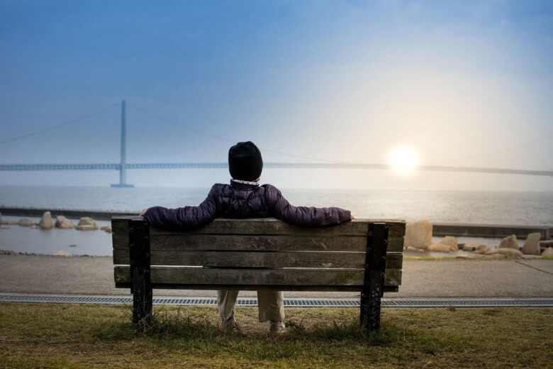 man sitting on a park bench enjoying the view