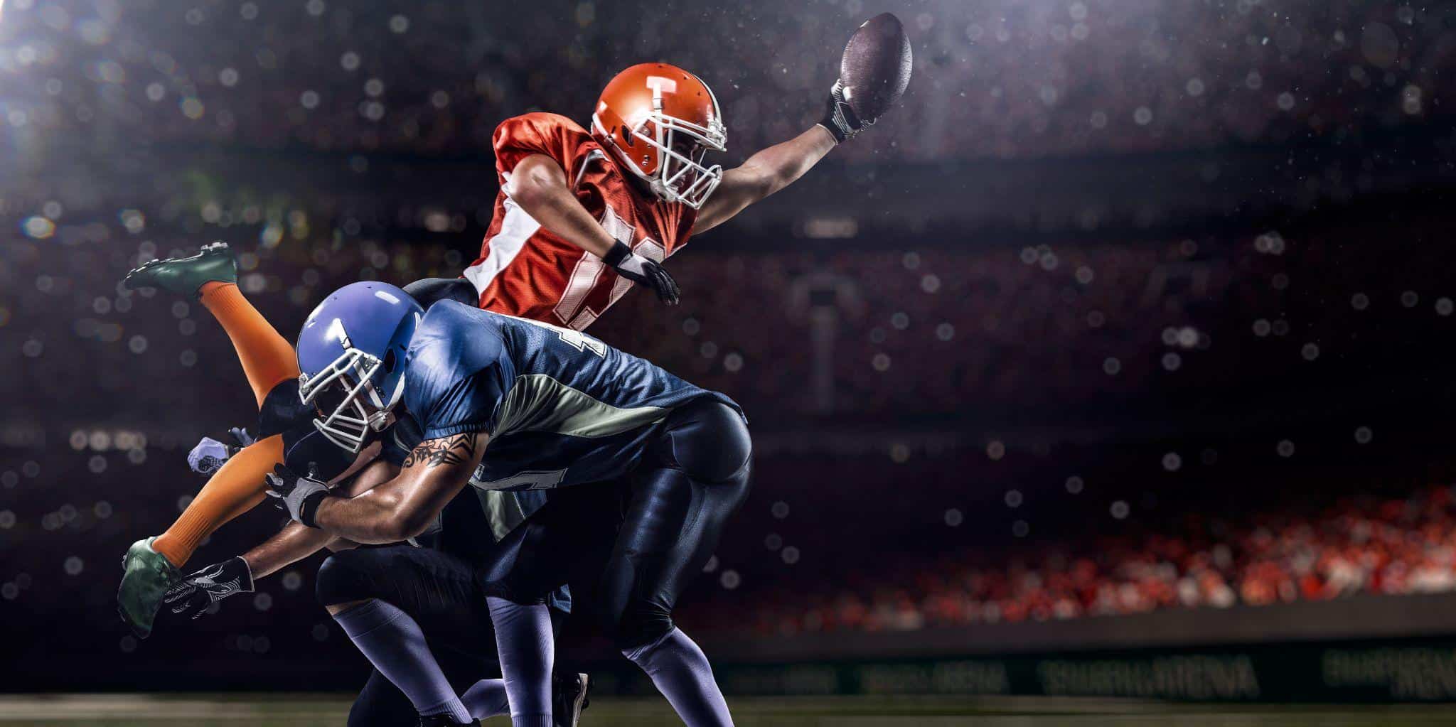American football players playing rough