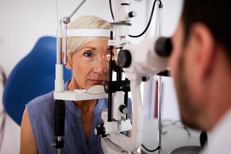 senior woman on an eye test